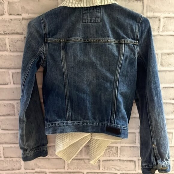 Abercrombie & Fitch Denim Jacket Size XS Knit Waterfall Front - Picture 5 of 6